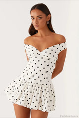 Off-Shoulder Peplum Mini Dress White / S