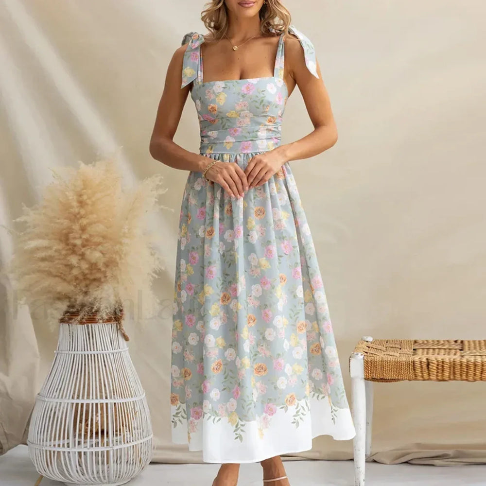 Off Shoulder Pleated Floral Dress 01 Grey / S