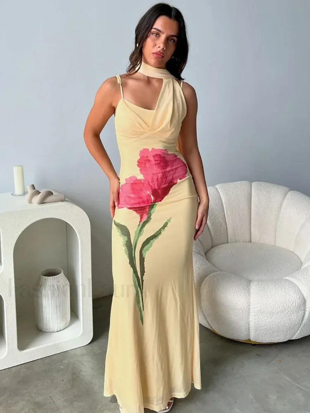 Off Shoulder Print Maxi Dress