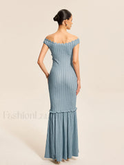 Off Shoulder Ruffle Detail Dress Dresses