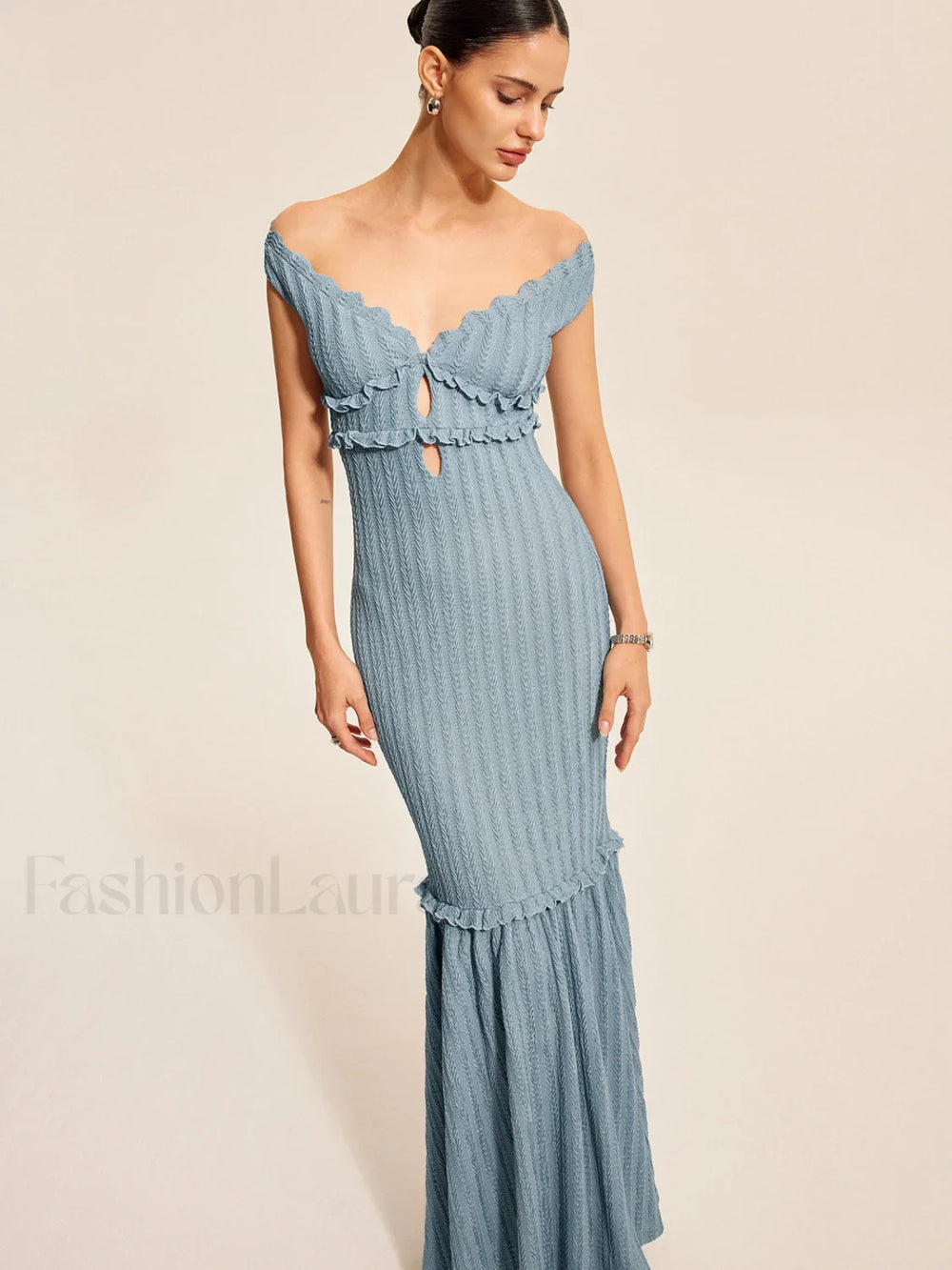 Off Shoulder Ruffle Detail Dress Dresses