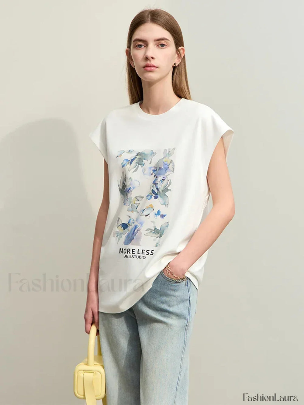Oil Painting Floral T Shirt Beige / S