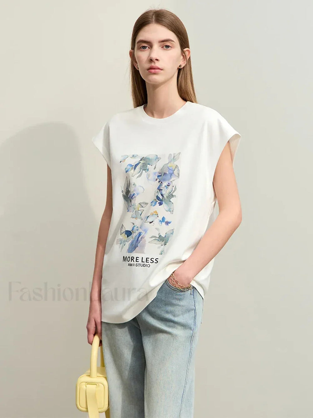 Oil Painting Floral T Shirt Beige / S
