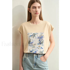 Oil Painting Floral T Shirt light apricot / S