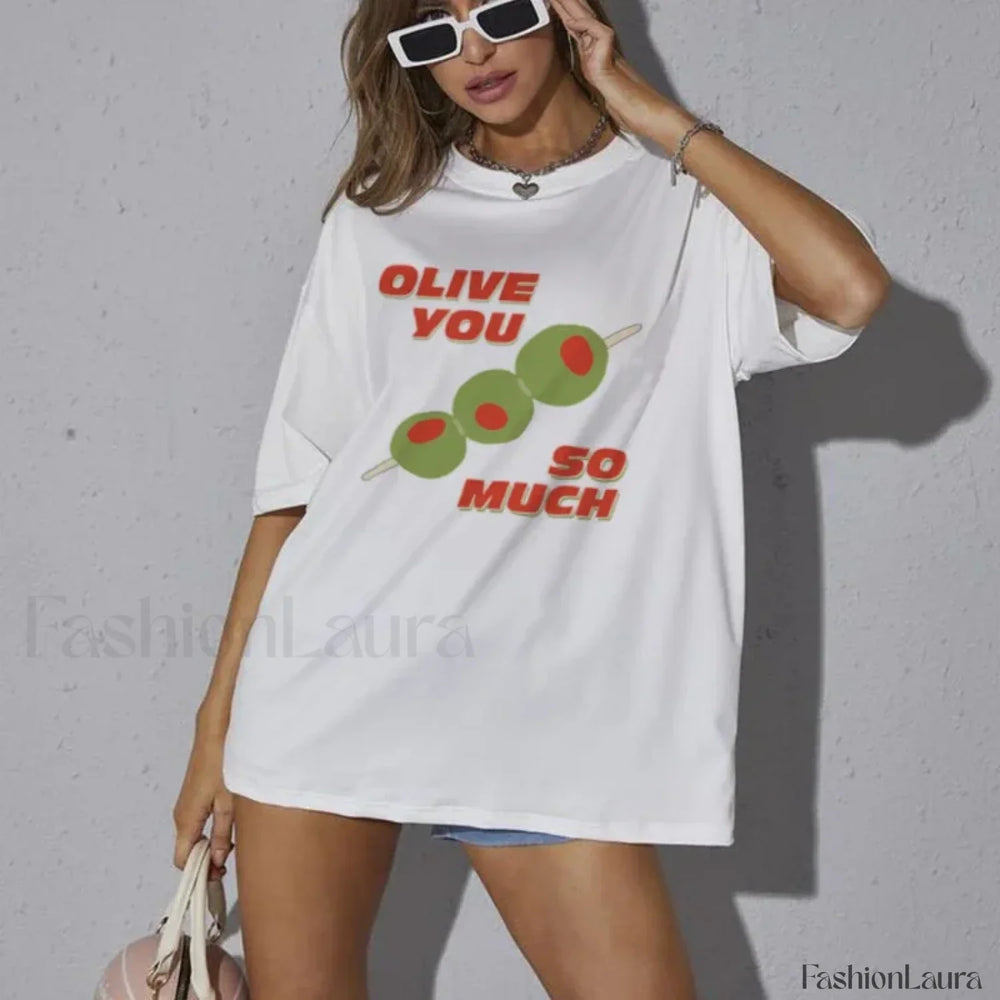Olive You Y2k Funny Olive Lover T Shirt WHITE / S