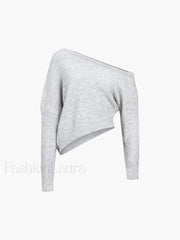 One Shoulder Asymmetric Sweater Sweaters
