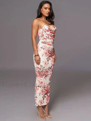 One Shoulder Bodycon Floral Dress
