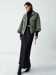 Open Collar Graceful Quilted Coat Winter Coats