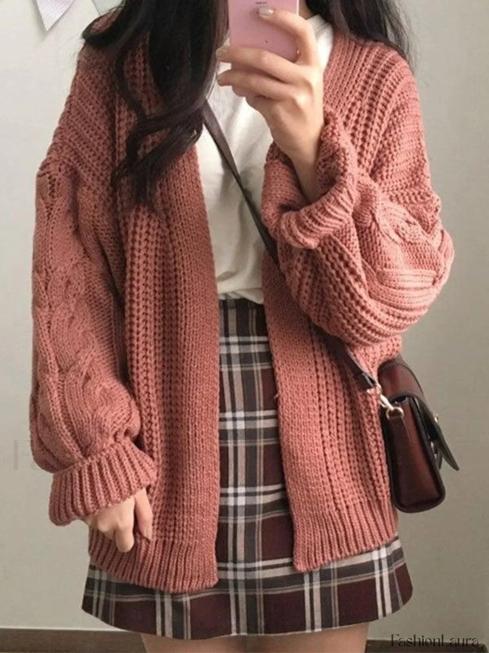 Open Front Cable Knit Cardigan Sweaters