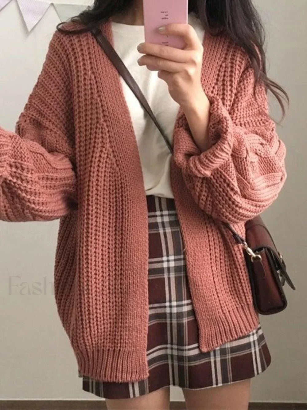 Open Front Cable Knit Cardigan Sweaters