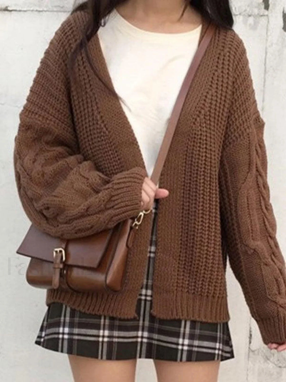 Open Front Cable Knit Cardigan Sweaters