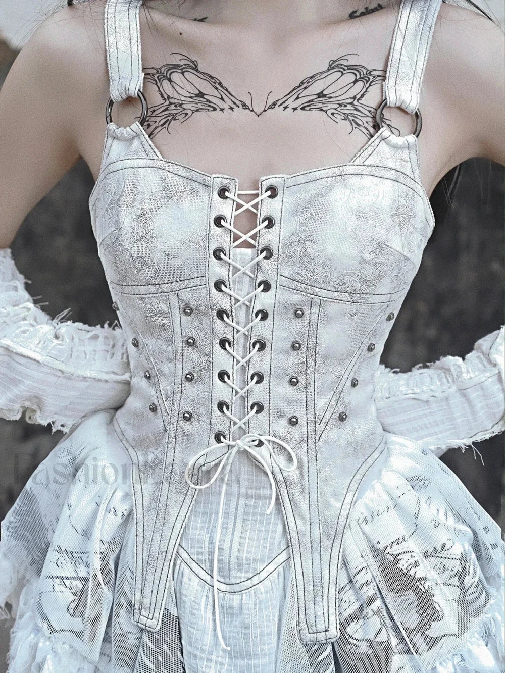 Original Punk Madhouse Gothic Print Lolita Trailing Suspender Light Dress Niche Vintage Dress