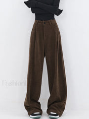 Oversized Corduroy Pleated Trendy Wide Leg Pants Pants