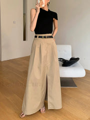 Oversized Cotton Split Maxi Skirt Without Belt Skirts