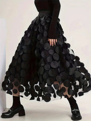 Oversized Mesh Polka Trendy Dot Midi Skirt Skirts