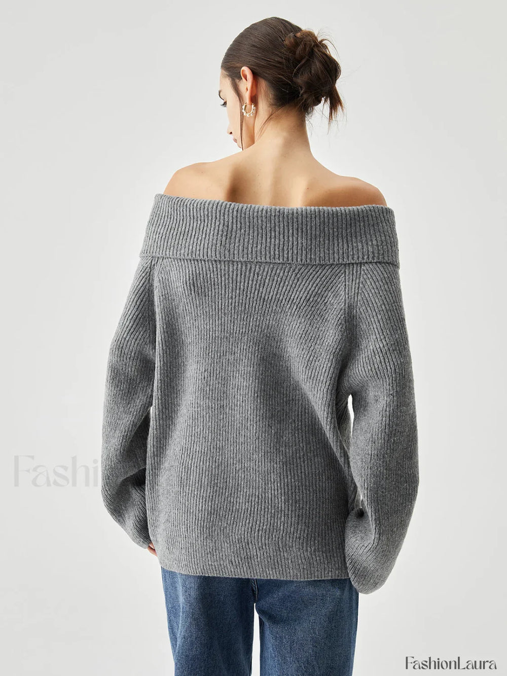 Oversized Overfold Off Shoulder Knit Sweater Sweaters