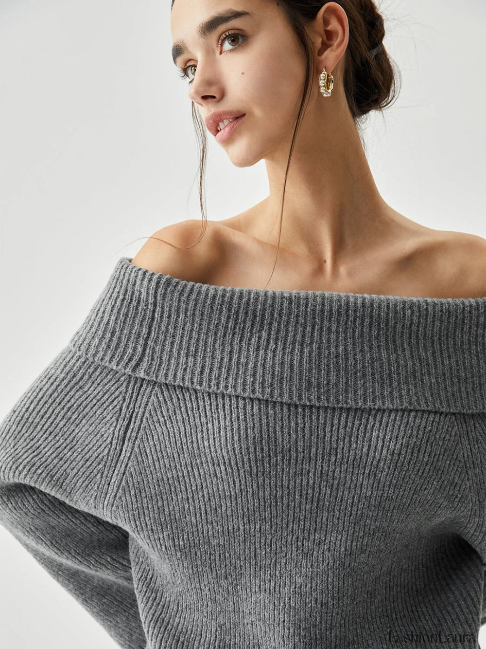 Oversized Overfold Off Shoulder Knit Sweater Sweaters