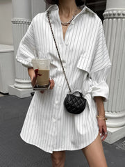 Oversized Striped Large Pockets Shirt Shirts