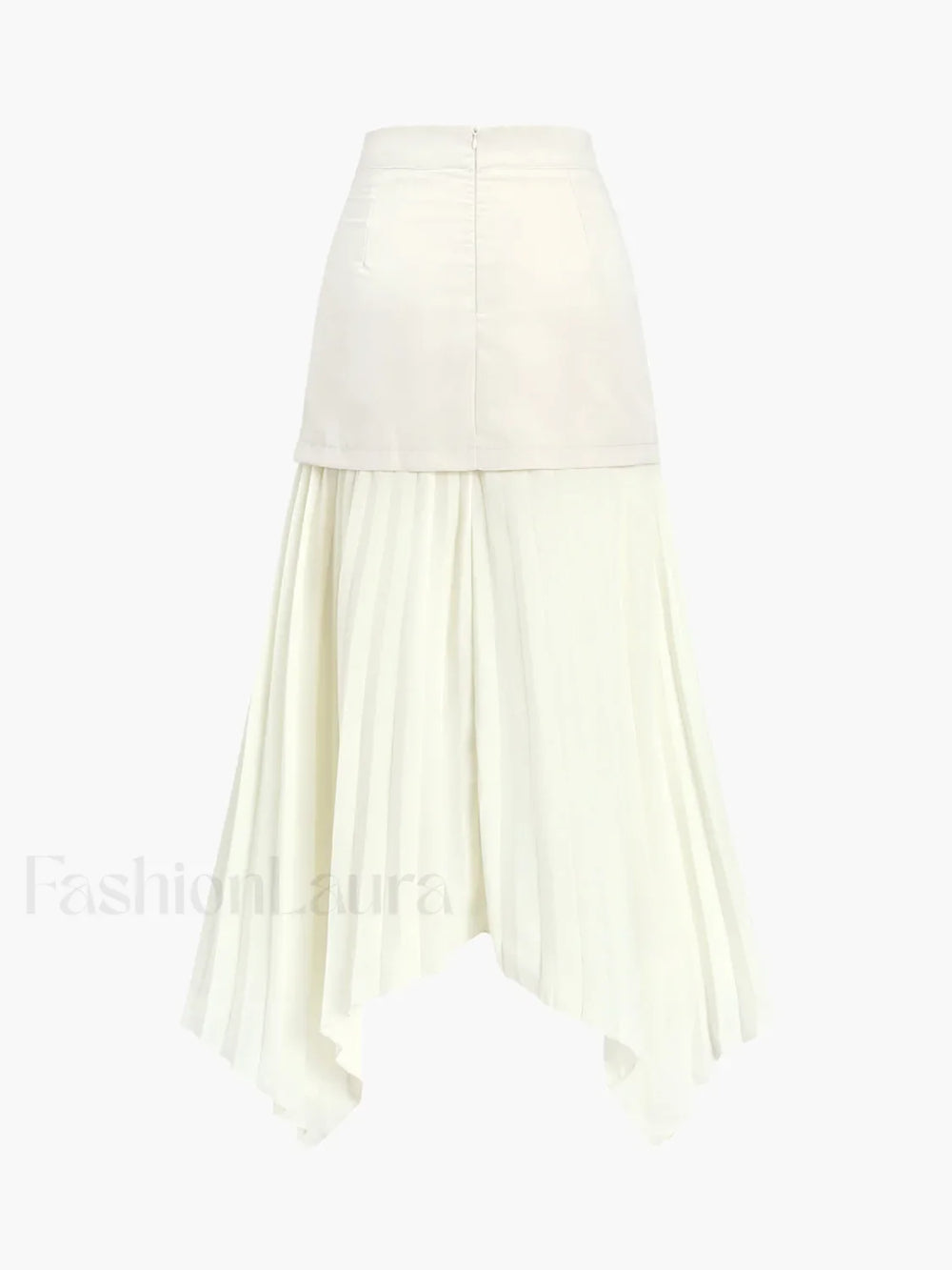 Patchwork Asymmetrical Pleated Trendy Buttoned Midi Skirt Skirts