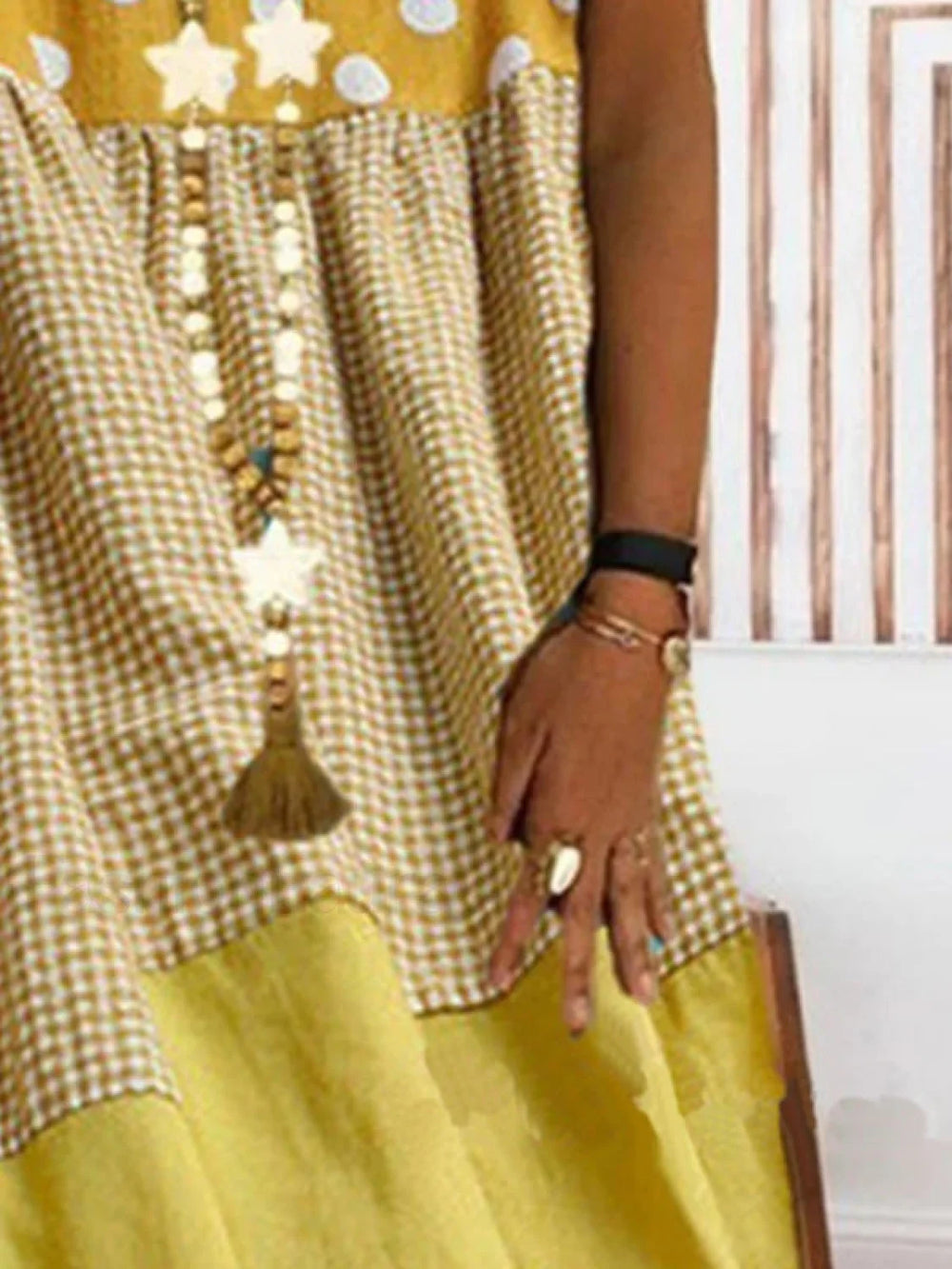 Patchwork Checkered Print Midi Dress Midi Dresses