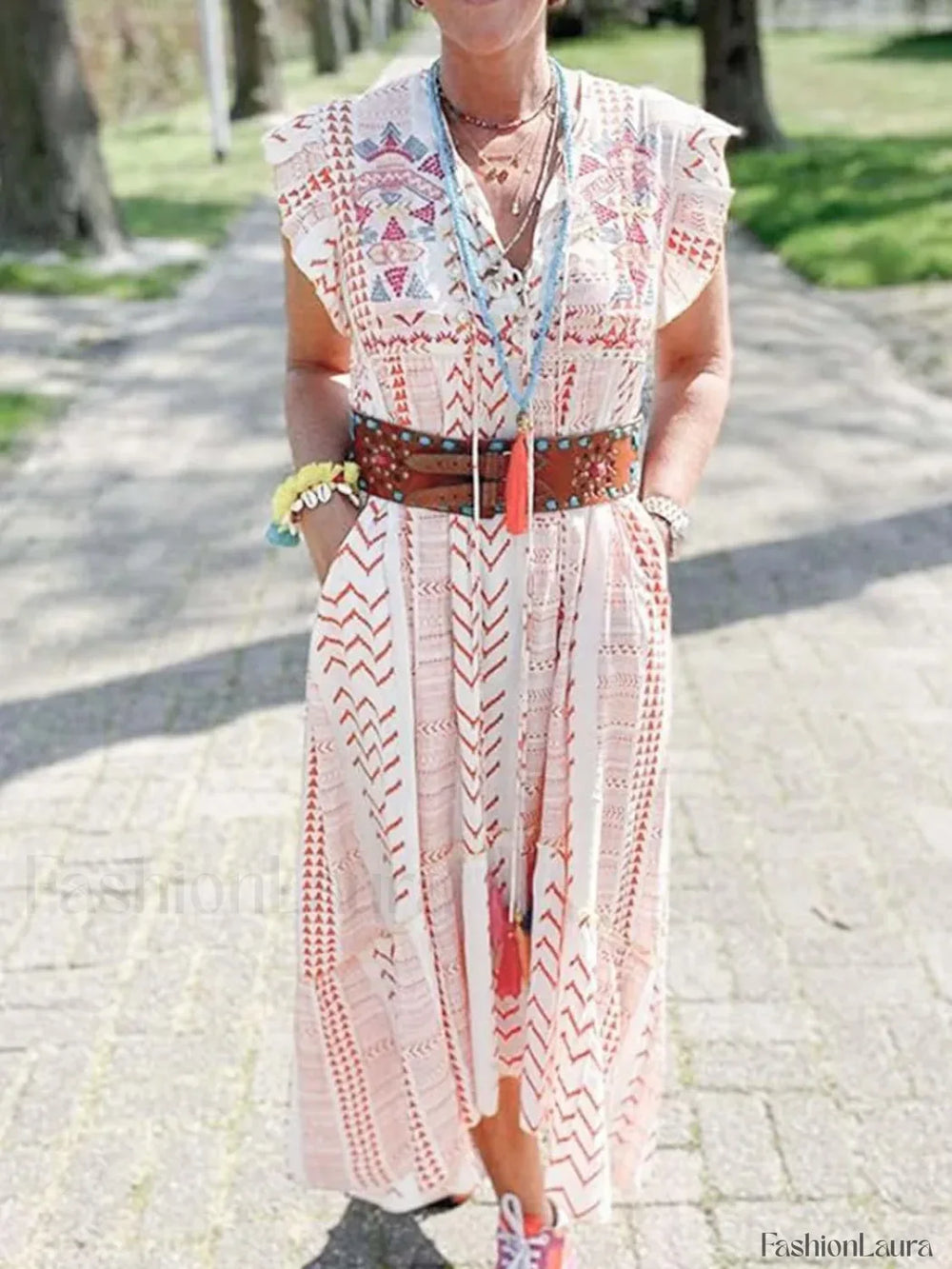 Patchwork Flying Sleeve Boho Dress