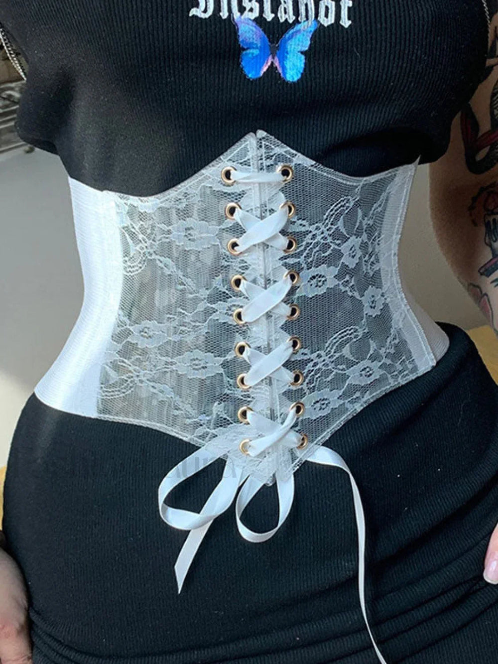 Patchwork Lace Corset Top White / ONE SIZE Corset Top