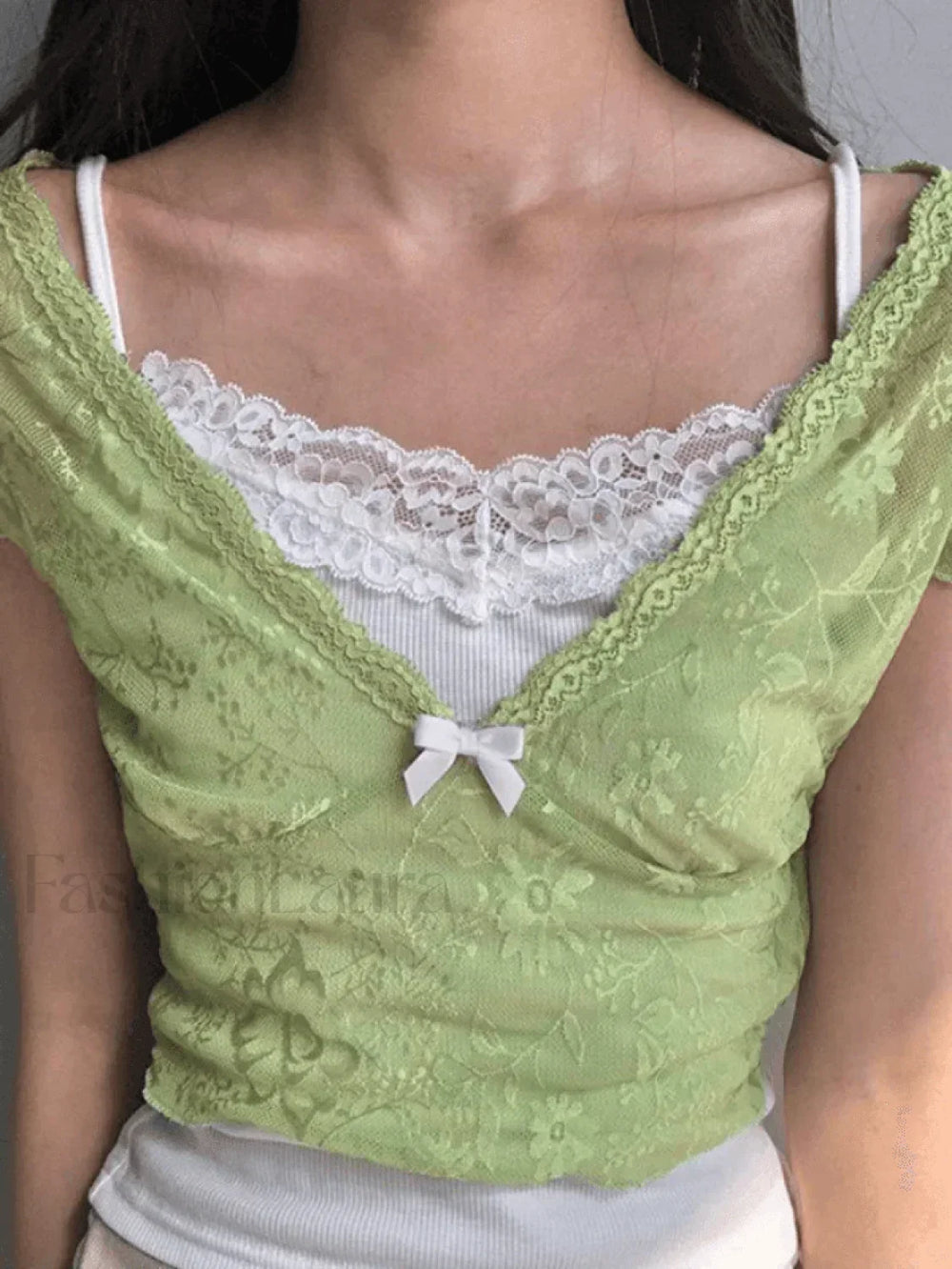 Patchwork Lace Crop Top Tops&Tees