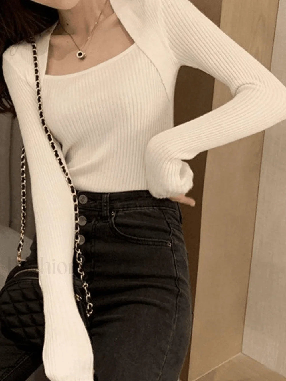 Patchwork Rib Knit Sweater Sweaters