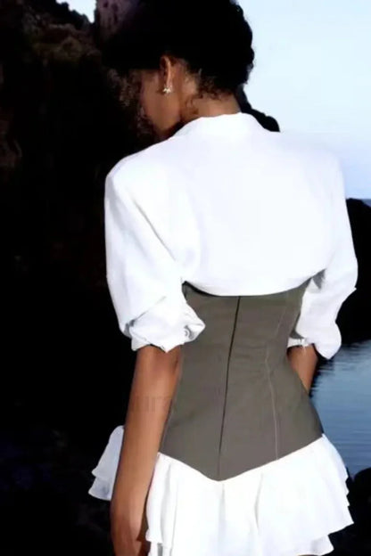 Patchwork Ruffle Mini Dress Set