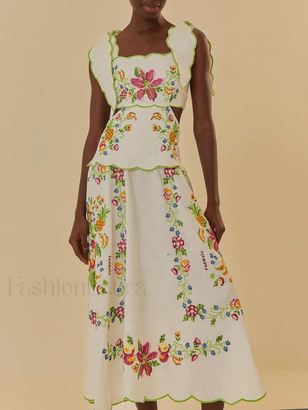 Patchwork Square Collar Boho Dress