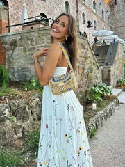 Patchwork Square Collar Boho Dress