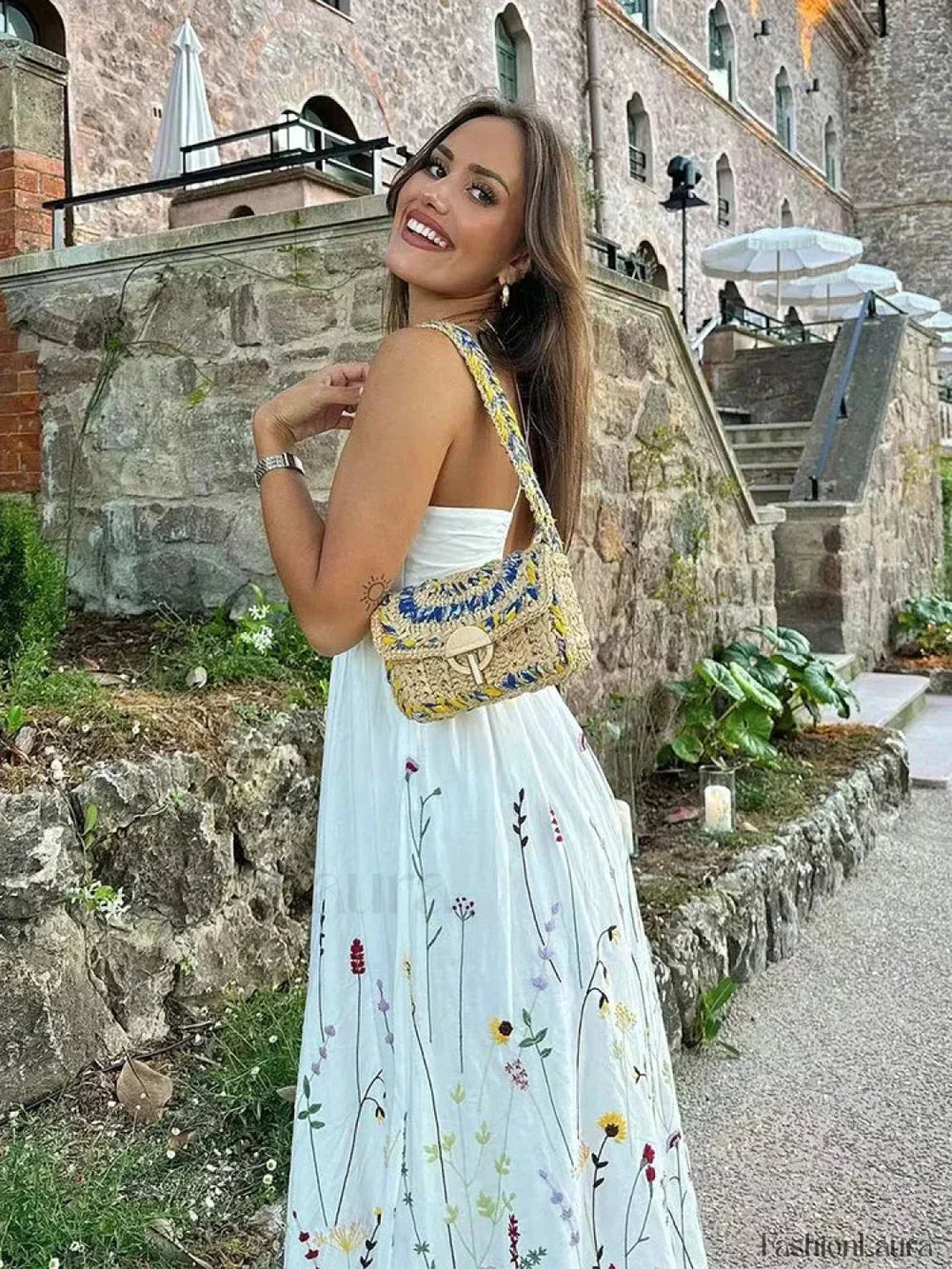 Patchwork Square Collar Boho Dress