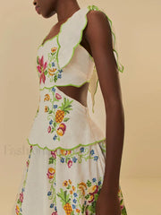 Patchwork Square Collar Boho Dress