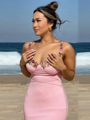 Patchwork Strapless Midi Dress