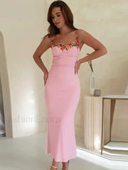 Patchwork Strapless Midi Dress