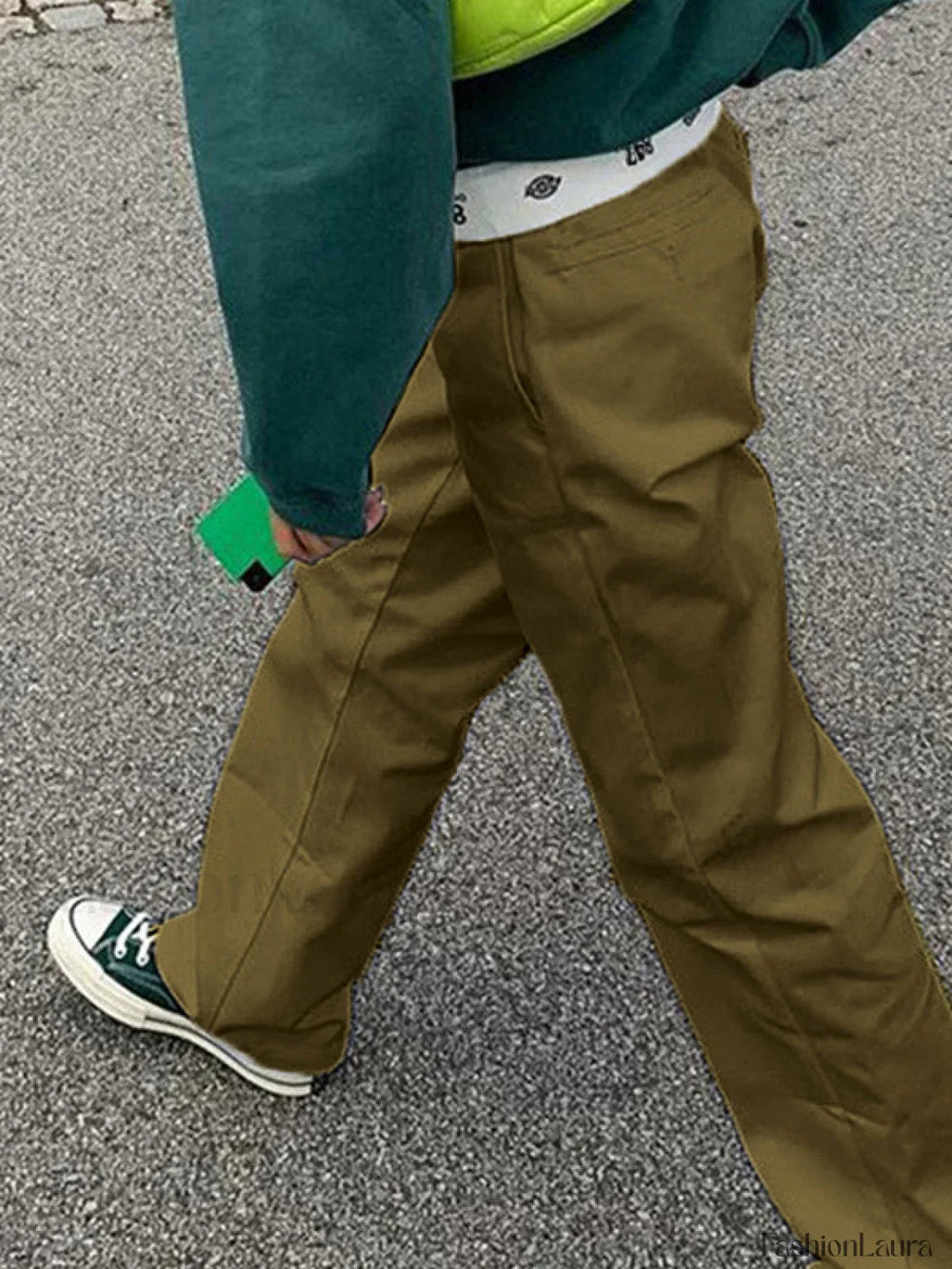 Patchwork Waist Straight Leg Pants Straight Leg Pants