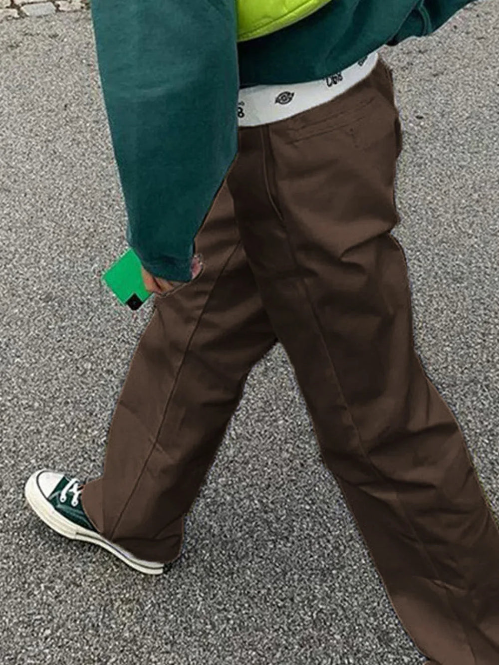 Patchwork Waist Straight Leg Pants Straight Leg Pants