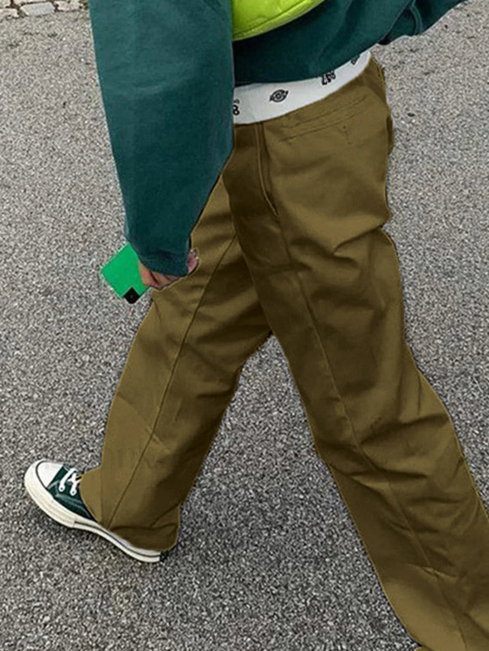 Patchwork Waist Straight Leg Pants Straight Leg Pants