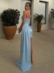 Pearl Satin Strapless Mini Dress