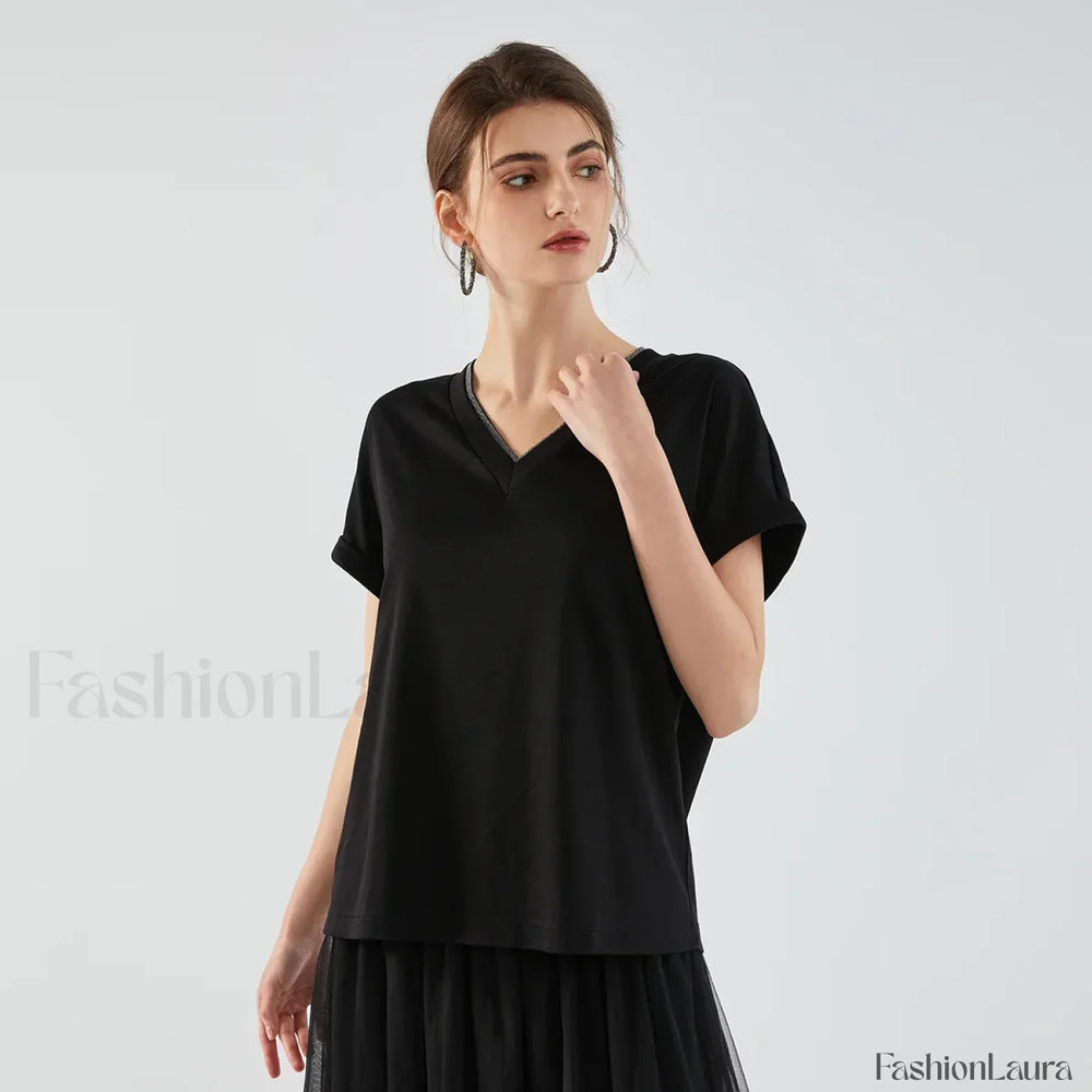 Pima Cotton V Neck Casual T Shirt