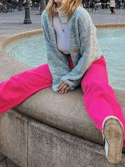 Pink Casual Relaxed Boyfriend Jeans Jeans