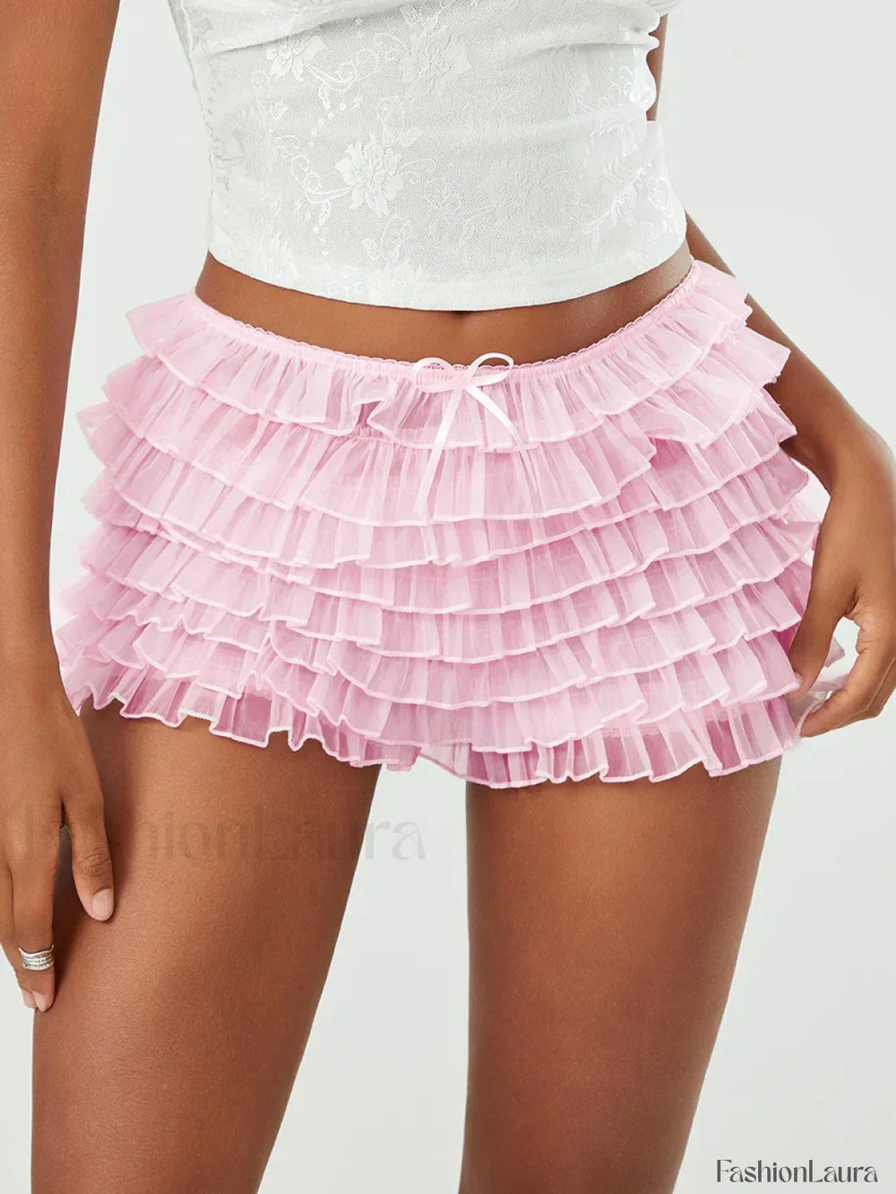 Pink Lace Ruffled Bloomer Skirt