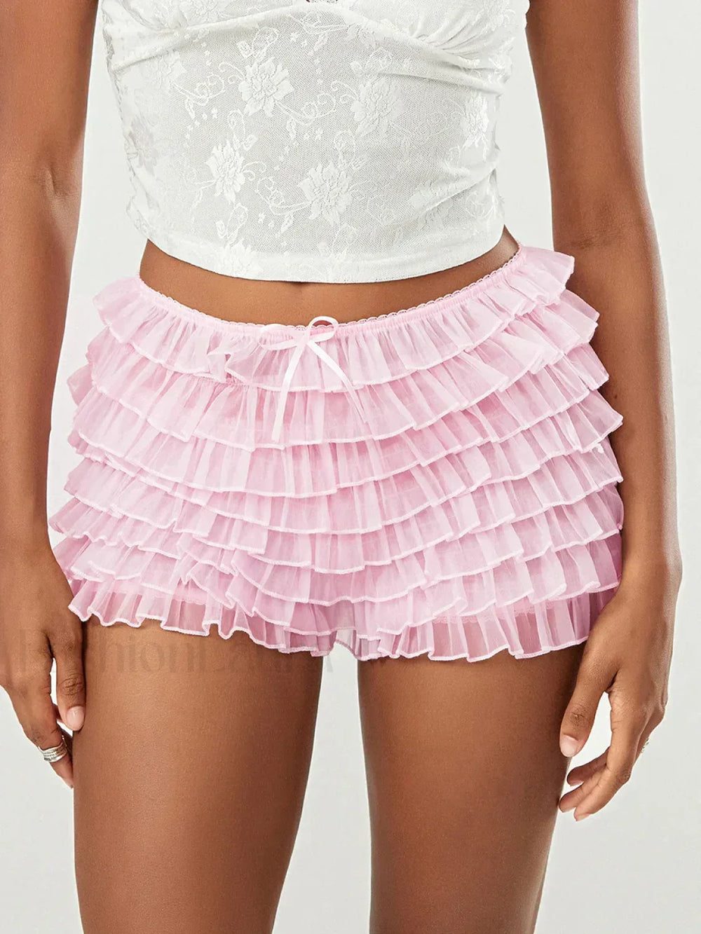 Pink Lace Ruffled Bloomer Skirt