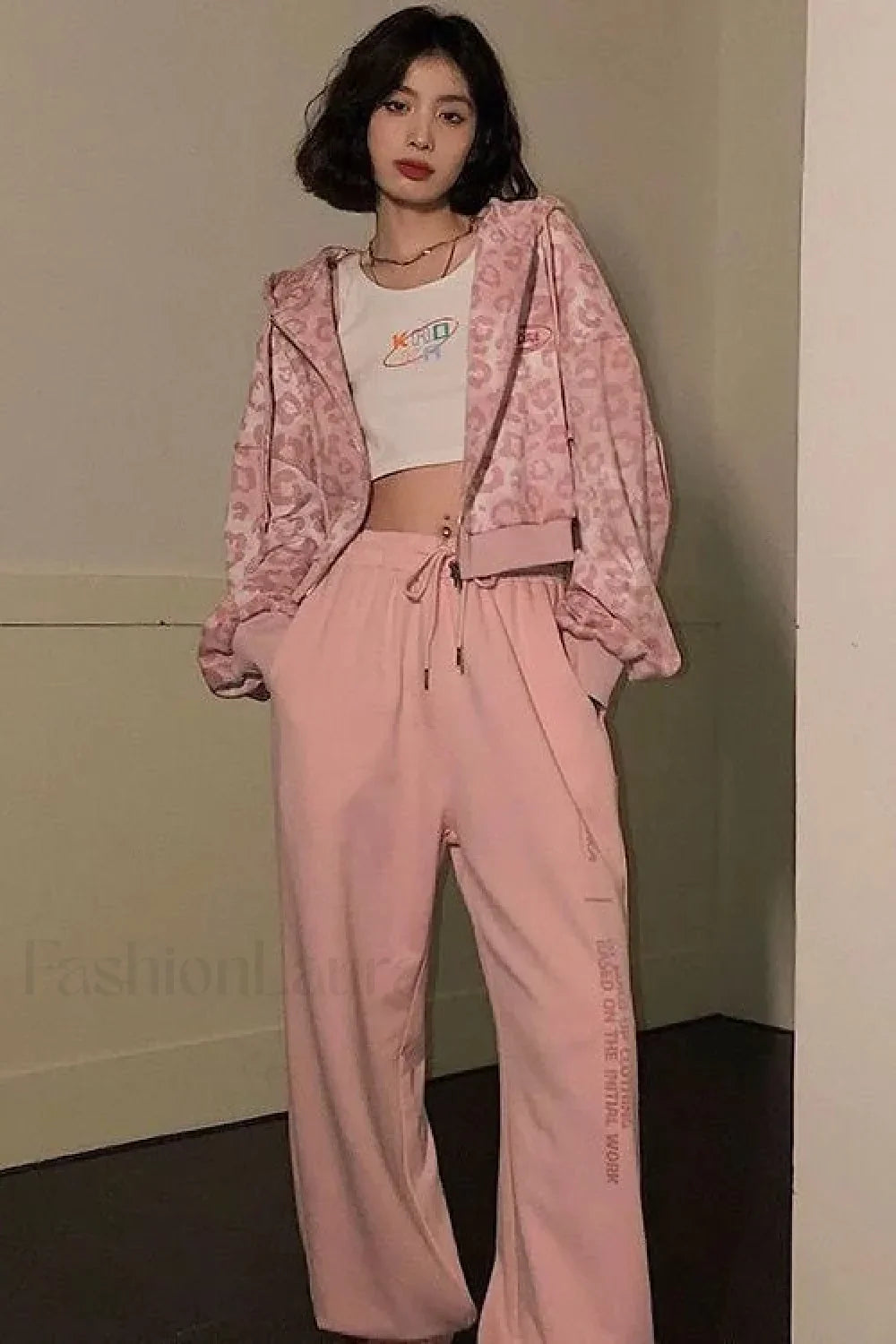 Pink Leopard Print Hooded Zip up Hoodie