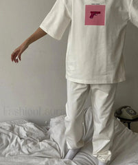 Pink Print Cotton T Shirt