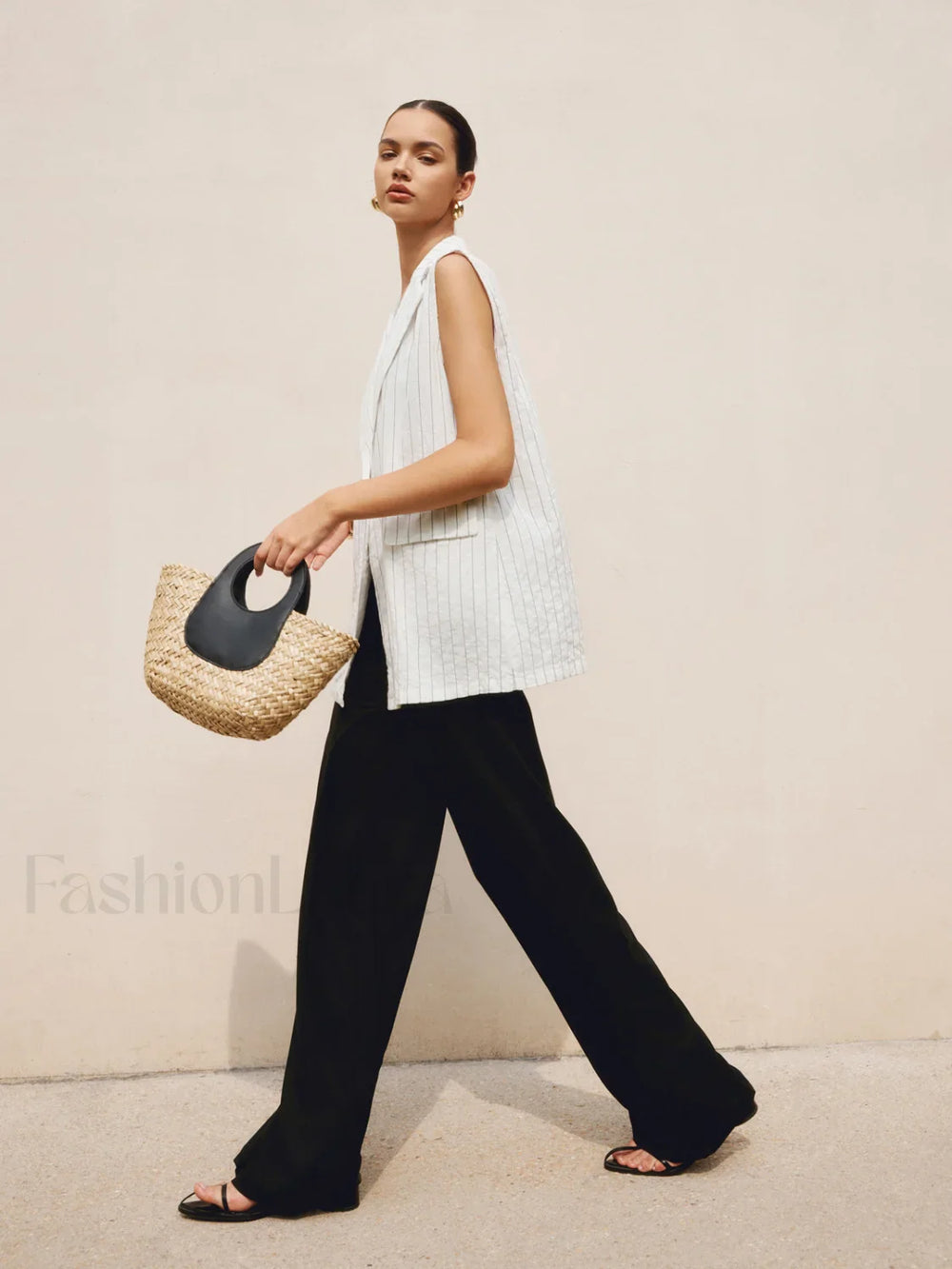 Pinstripe Cotton Graceful Blends Vest Vests