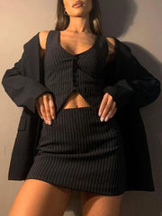 Pinstripe Detail Two Piece Set Two Piece Outfits