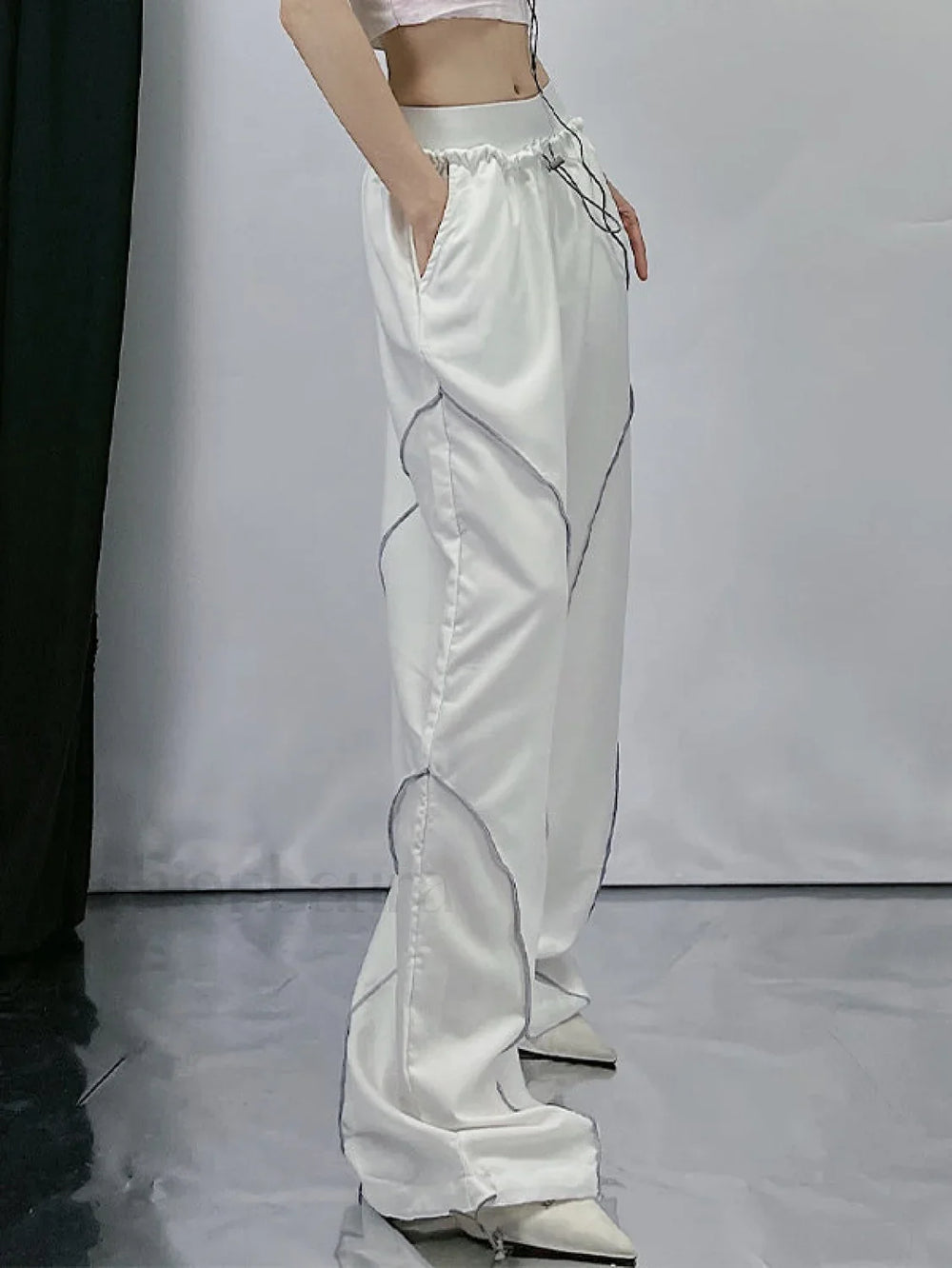 Pintuck Detail Straight Leg Pants Straight Leg Pants