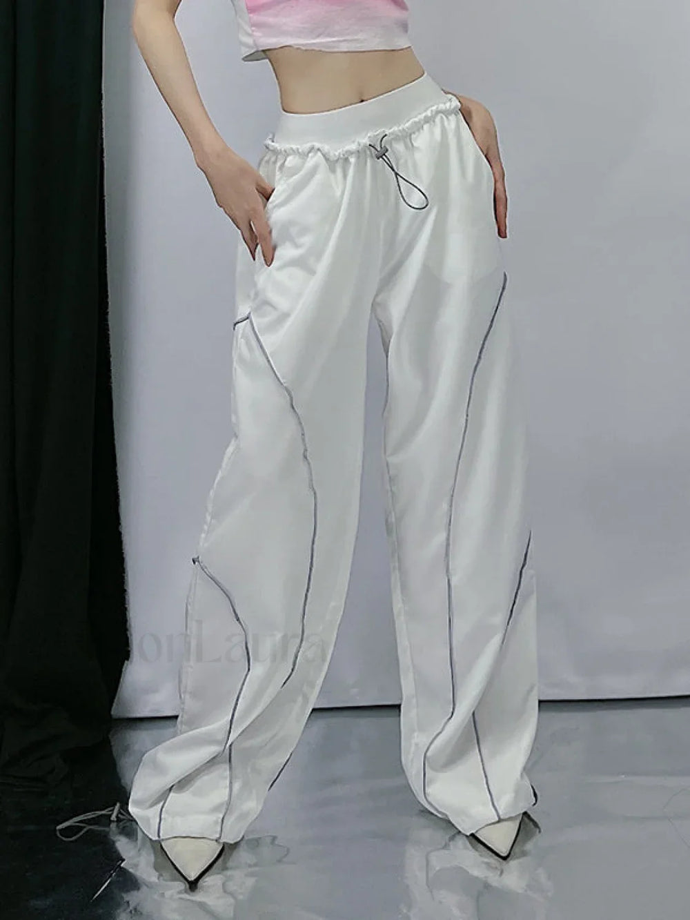 Pintuck Detail Straight Leg Pants Straight Leg Pants