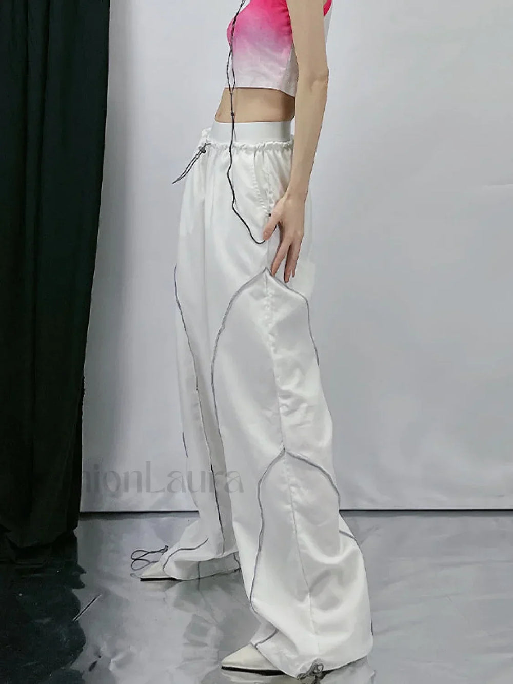 Pintuck Detail Straight Leg Pants Straight Leg Pants